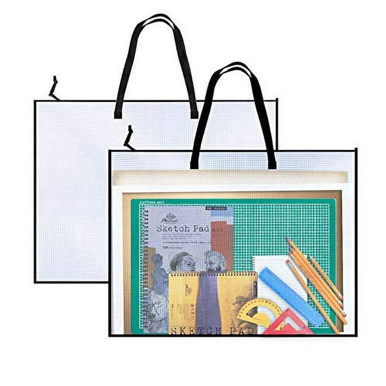2 Pieces Art Portfolio Bag Poster Storage Bag Board Holder with Handle and Zippe