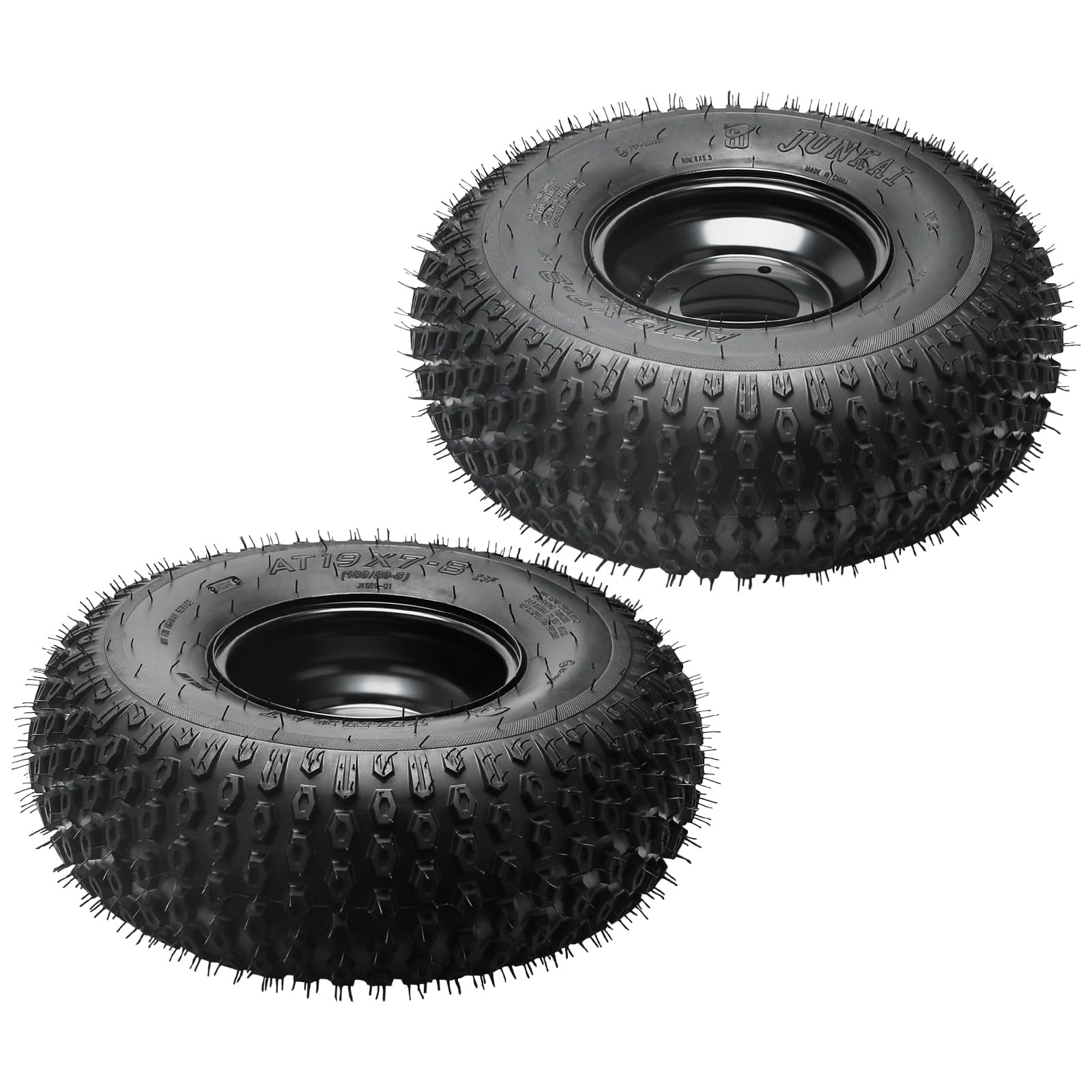 2 Pack 19x7-8 19x7x8 Tubeless Off-Road ATV Tire with Iron Rim, Fits ...