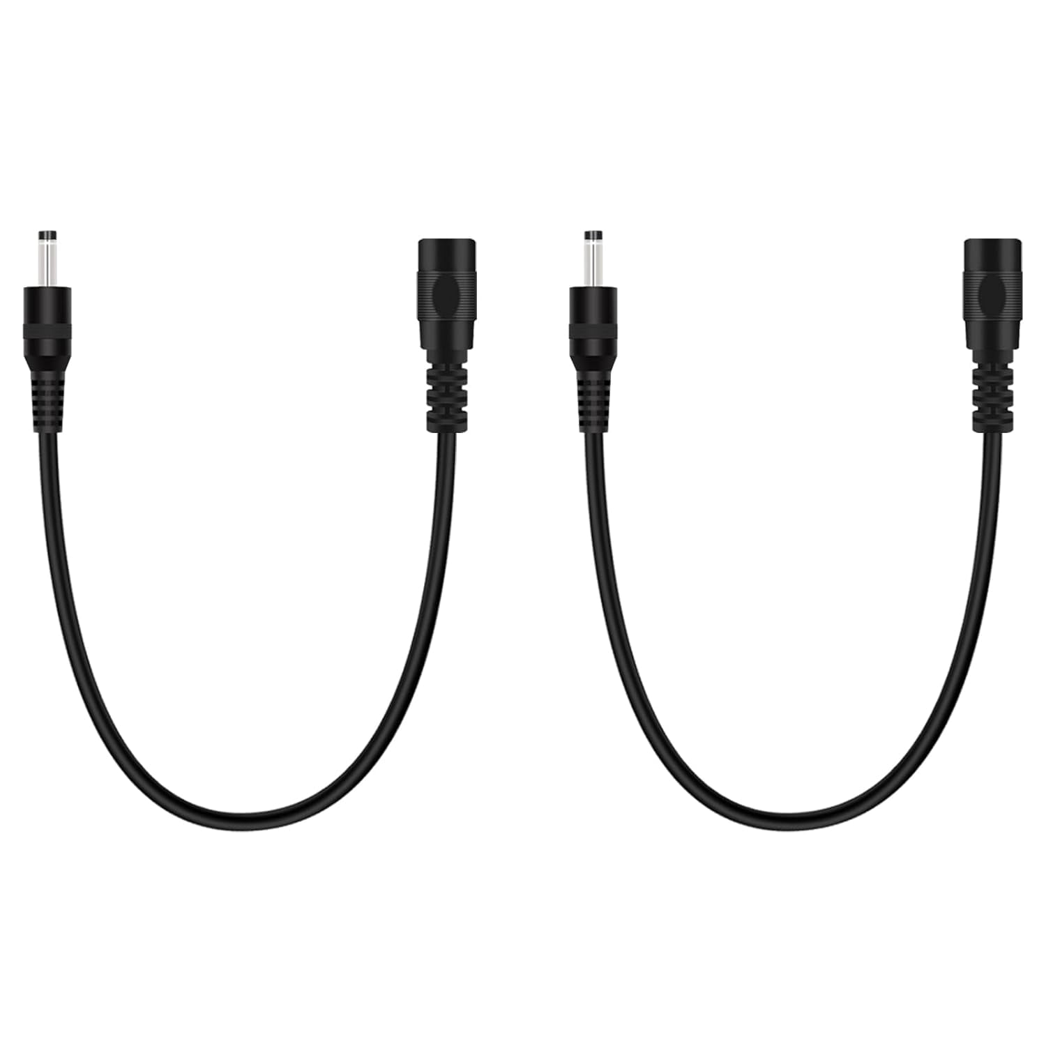 2-Pack 1FT 3.5mm X 1.35mm DC Power Extension Cables - Male To Female For CCTV Cameras, LED Strips & Routers