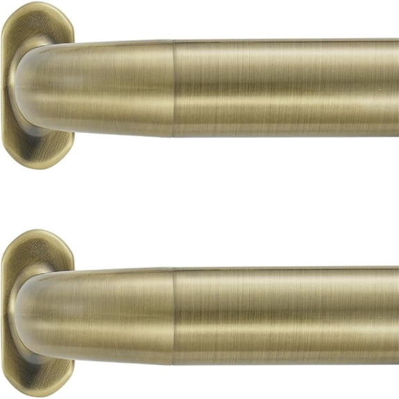 2 Pack 1Inch Diameter Wrap Around Curtain Rods, 28-48Inch Adjustable Length Room Darking Curtain Rods with Aluminum Finials and Brackets, Antique Bronze