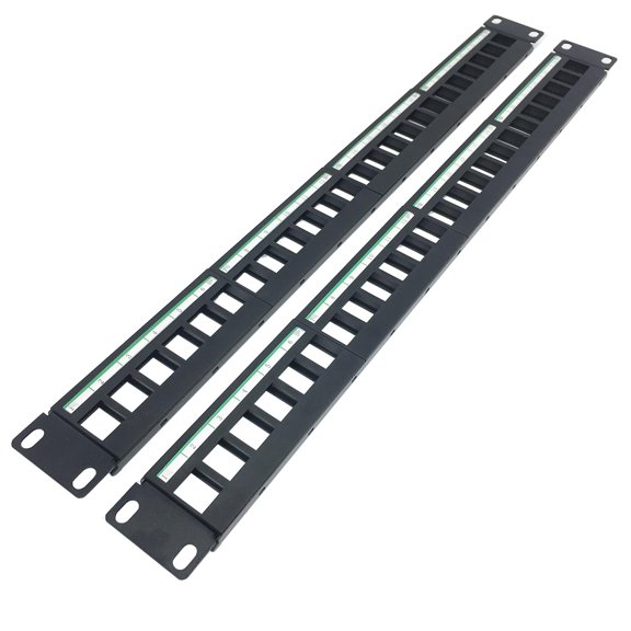 2 Pack 1U 24-Port Blank Keystone Patch Panel for 19" Rackmount Networking