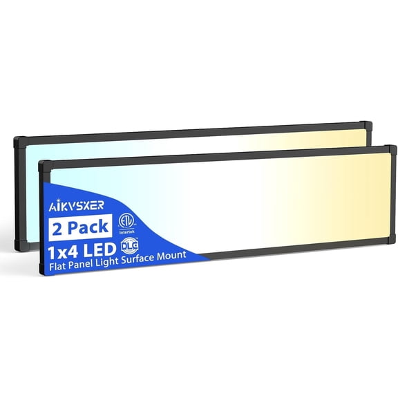 2 Pack 1x4 LED Flat Panel Light 5500LM Ultra-Bright, Dimmable 30-50W, 3000K-6500K Adjustable, 0-10V Dimming, Slim Surface Mount Ceiling Light for Office, Home, Garage
