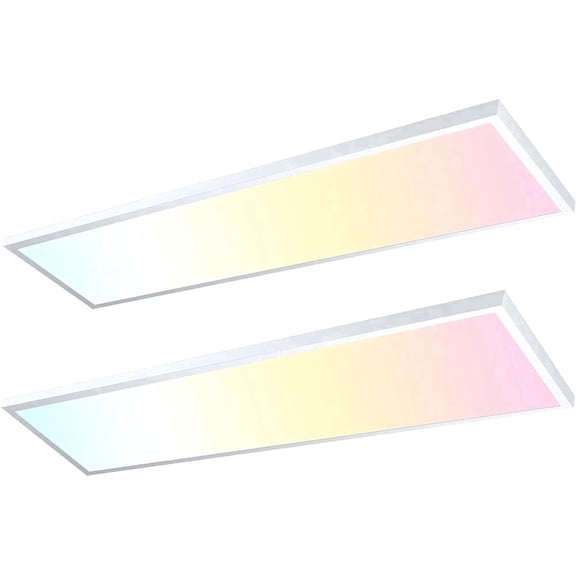 2-Pack White Surface Mount Ceiling LED Panel Light Fixture, 50W 5500LM Triac dimmable, Cct selectable Motion Sensor Lighting Lights for Kitchen Garage Laundry