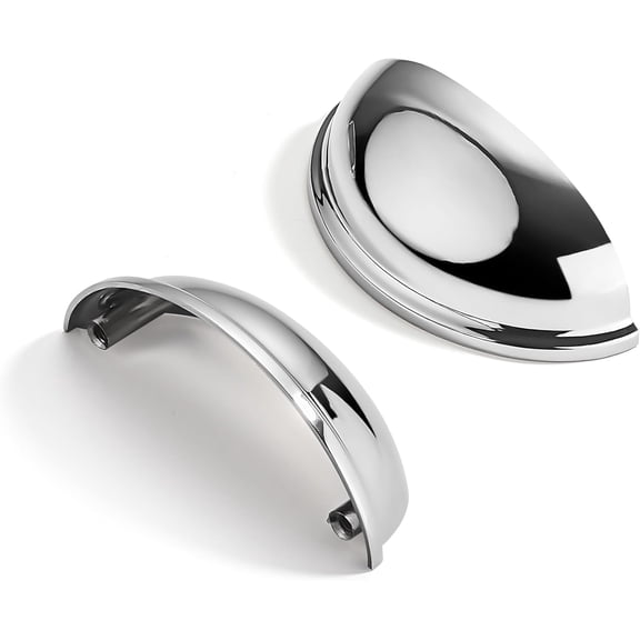 2 Pack 2-1/2" Drawer Pulls Polished Chrome Cabinet Cup Pulls Kitchen Hardware Cabinet Handles Drawer Handles Knobs 2-1/2 inch (64mm) Center to Center