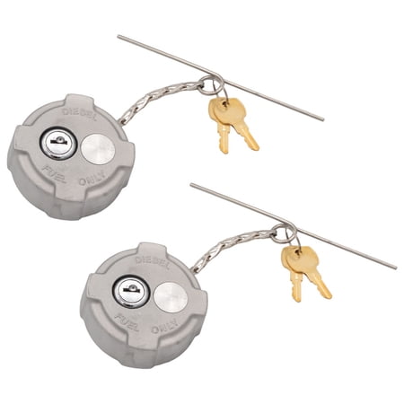 2 Pack 2-1/4" Locking Fuel Tank Cap with Safety Chain & Retainer, Aluminum Non-Vented Gas Cap Fits for Ford F-650 F-750 & International Trucks, Replaces FTA-C02, FTA-N-04, FTA-N6-16, FTA-N-73
