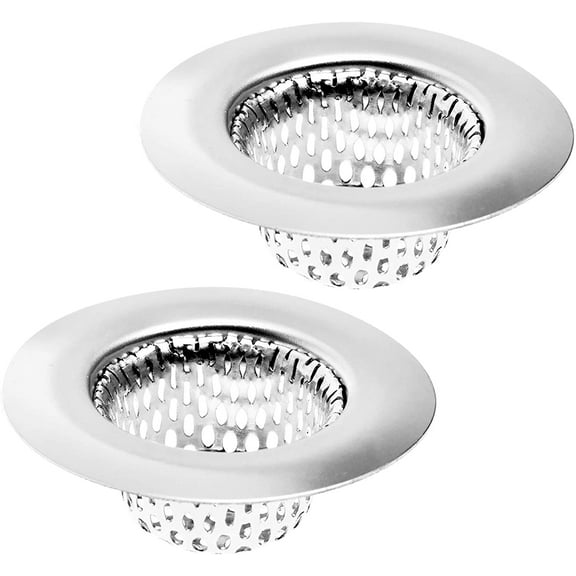 2 Pack - 2.25" Top / 1" Basket- Sink Strainer Bathroom, Utility, Slop, Laundry, RV and Lavatory Sink Drain Strainer Hair Catcher. Stainless Steel -
