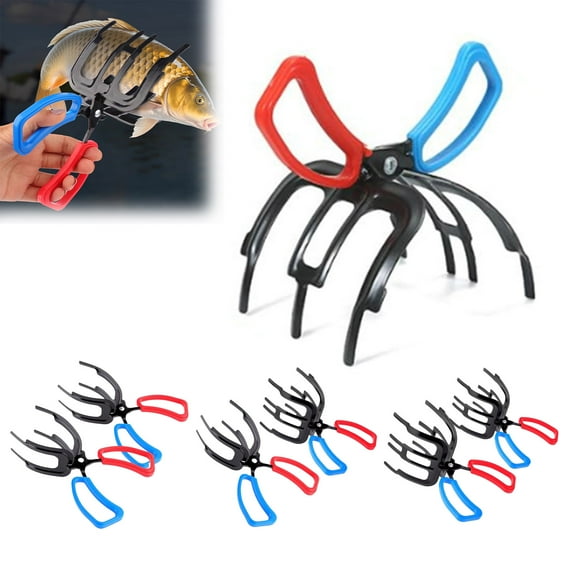 2 Pack 2/3 Claws Fish Grippers Metal Fishing Pliers Grippers Non-Slip Fish Grabbers Tool Fish Grips Clamp for Catch and Release for Most Freshwater Fish and Crab