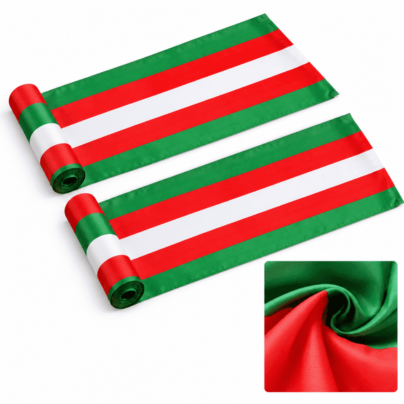 2 Pack 2.3x20 Ft Christmas Bunting Red Green White Parade Float Flags