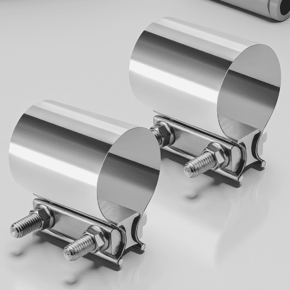 2-Pack 2.5 Inch Exhaust Band Clamp, 304 Stainless Steel Butt Joint Sleeve Coupler for Muffler and Pipe, 3-Inch Wide Strap