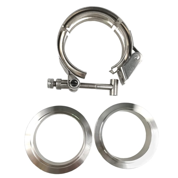 2 Pack 2.5 Inch V Band Clamp with Male Female Flanges, Stainless Steel Quick Release Exhaust Clamp for Turbo Downpipes and Intercooler Piping