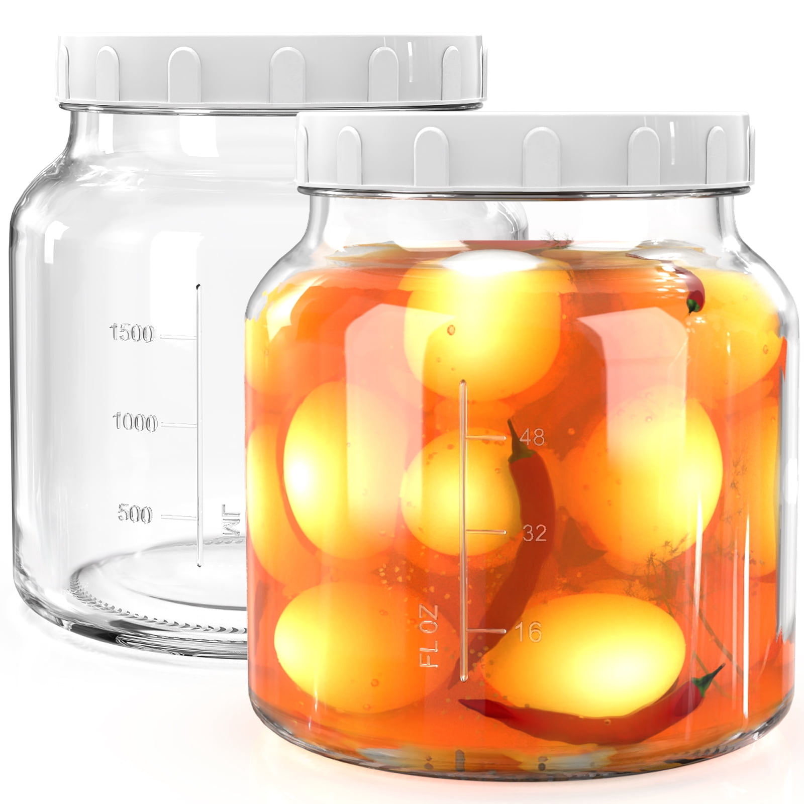 2 Pack 0.6 Gallon Syntic Wide Mouth Mason Glass Jars with Lid Kitchen Container for Flour 79 oz Clear