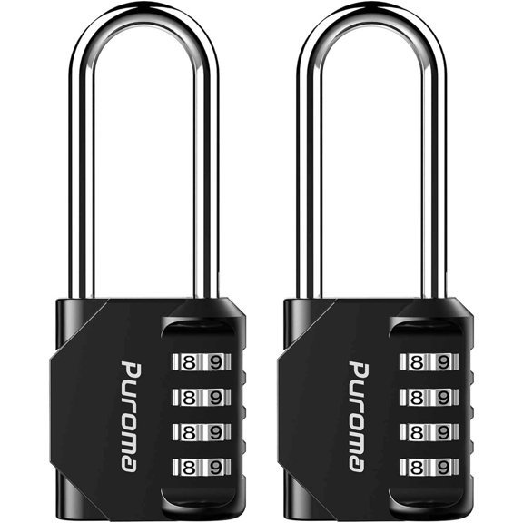 2 Pack 2.6 Inch Long Shackle Combination Lock 4 Digit Outdoor Waterproof Padlock for Hasp locker lock, Sports Locker, Fence, Gate, Toolbox, Case, Hasp Storage, Cabinets (Black)