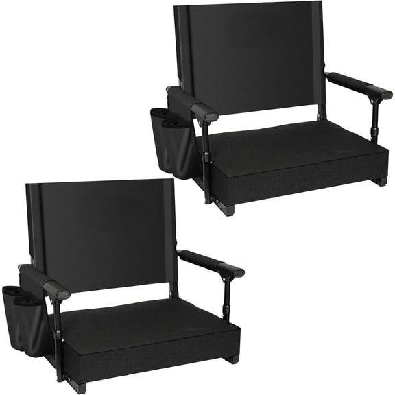 2-Pack 2.8" Thick Stadium Seats with Back Support & Armrests, Lightweight Bleacher Chairs with 2 Cup Holders, Portable for Football Games & Events, Support Up to 400lbs