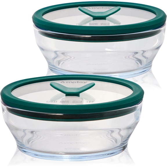 2-Pack 2-Cup Borosilicate Glass Food Storage Containers with Vented Glass Lids