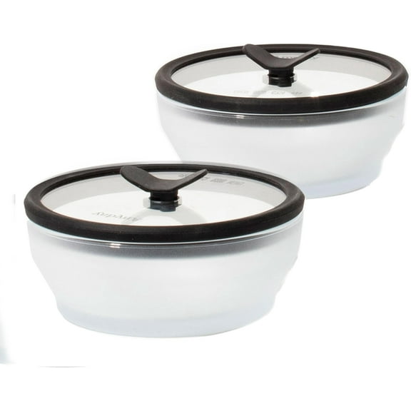 2-Pack 2-Cup Frosted Glass Food Storage Set with Vented Silicone Lids