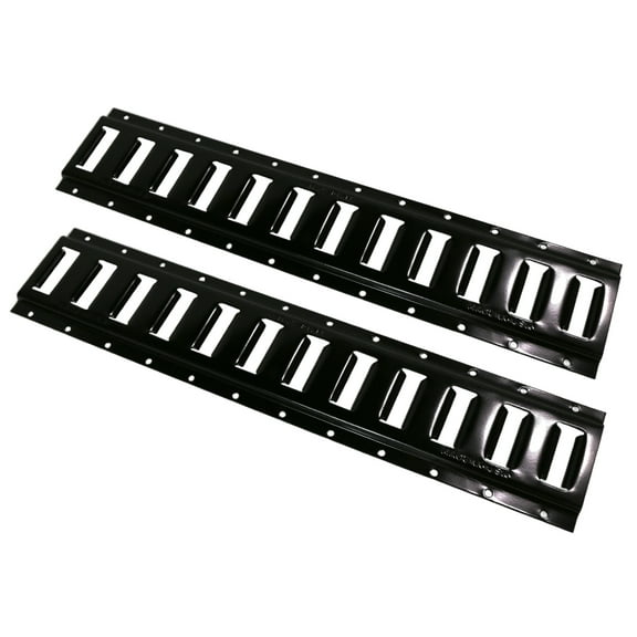 (2 Pack) 2' E-Track Horizontal Galvanized Black Powder Coated, Steel for Cargo on Trucks, Trailers, Vans - Made in USA