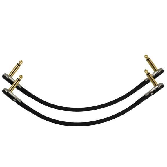 2-Pack 2 Ft Castline Gold Mogami 2524 Guitar Pedal Board Patch Cable TS Low Profile Pancake Connector