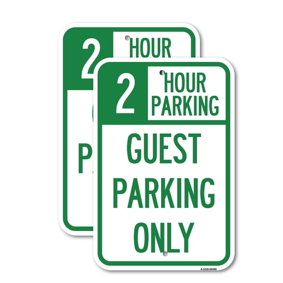 (2 Pack) 2 Hour Parking Guest Parking Only | 18" X 24" Heavy-Gauge Aluminum Sign | Rust Free Aluminum, Weather Resistant, Waterproof, Fade Resistant, 2 Pre-drilled Holes