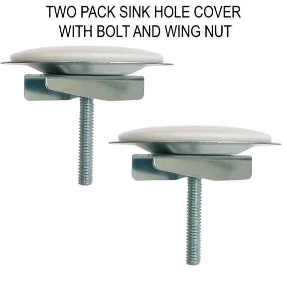 2 Pack 2 In. Diameter Sink Hole Cover With Bolt And Wing Nut In White