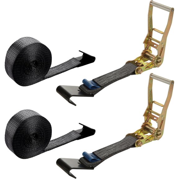 2 Pack 2 Inch Ratchet Straps Heavy Duty 20ft Tie Down Straps Ratchet Flat Hook, 10000 LBS Break Strength, Cargo Ratchet Strap for Moving, , , , Kayaks, Roof