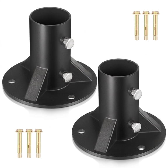 2 Pack 2 Inch Round Base Chain Link Fence Floor Flange Brackets, Fits 1-7/8 Inch OD Posts