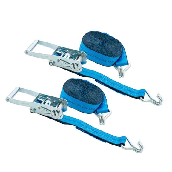 (2 Pack) 2 Inch x 30 FT Blue Ratchet Strap with J Hooks - 10,000 Lbs Breaking Strength - Heavy Duty Tie Down Cargo Truck Straps with Wire Hooks for Flatbed, Truck, Trailers Pickup