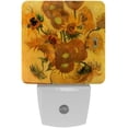 [2 Pack] 2Pin Plug into Wall Van Gogh Sunflowers Square LED Night