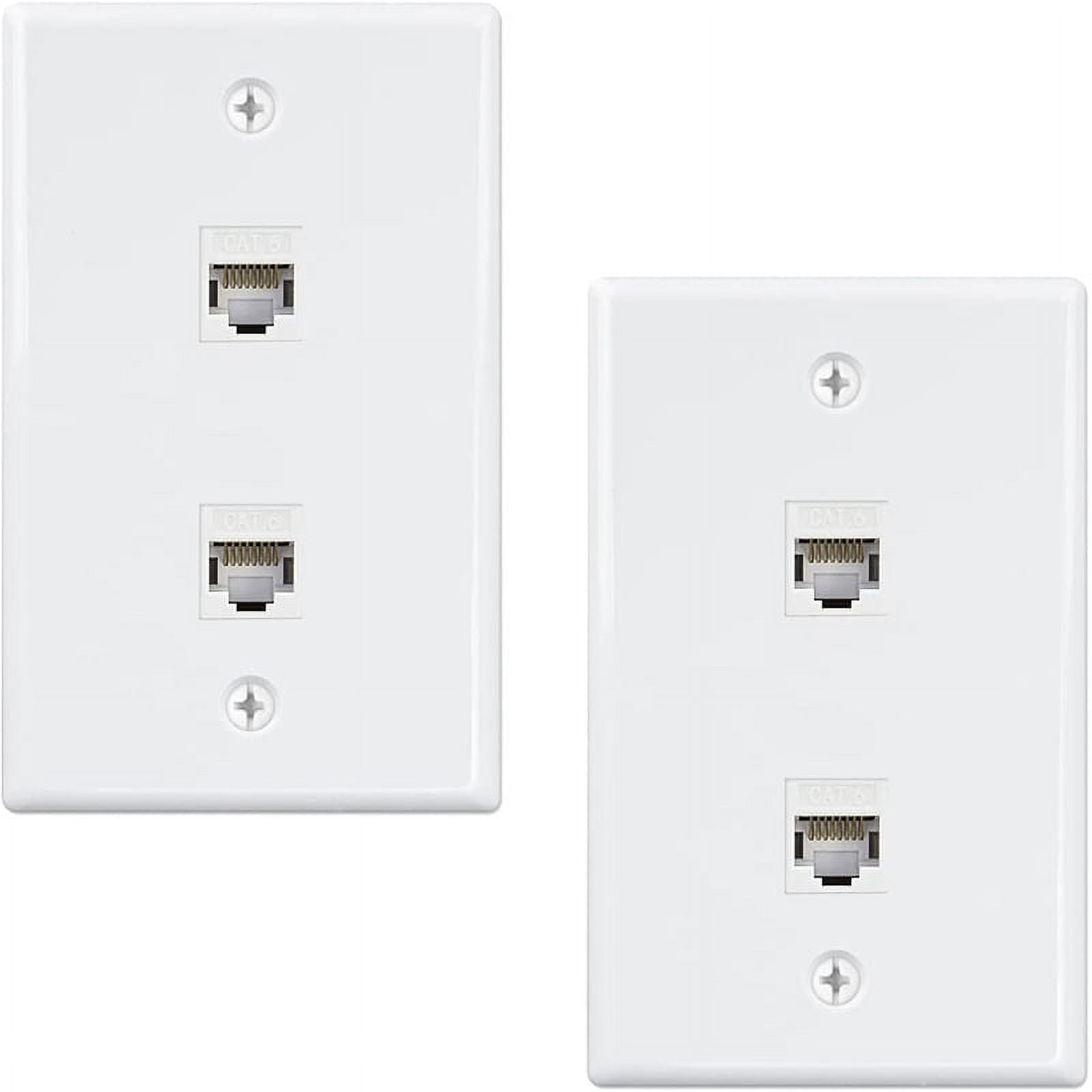 2 Pack 2 Port Wall Plate, Cat6 Female to Female Wall Jack RJ45