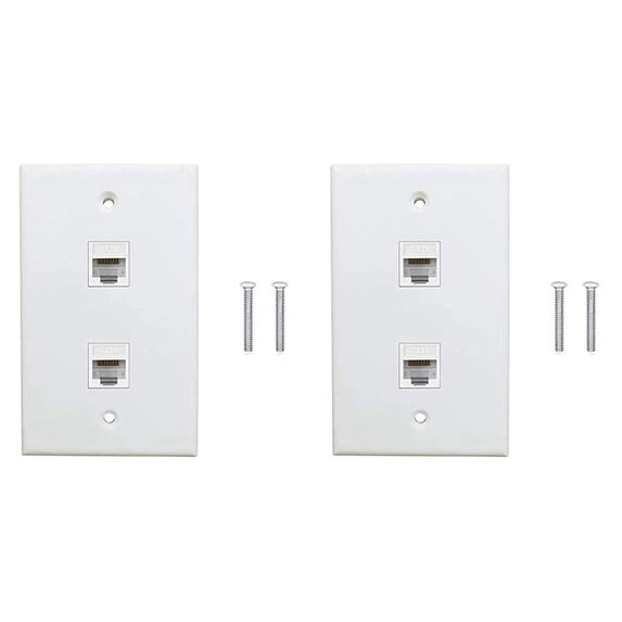 2 Pack 2 Port Ethernet Wall Plate, Cat6 Female to Female Wall Jack RJ45 ...