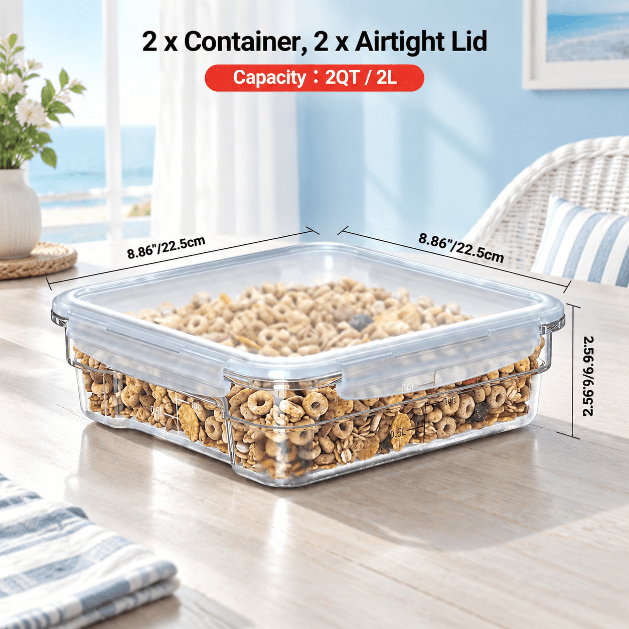 2 Pack 2 Qtmercial Airtight Food Storcontainers r Polycarbonate Kitchen ...