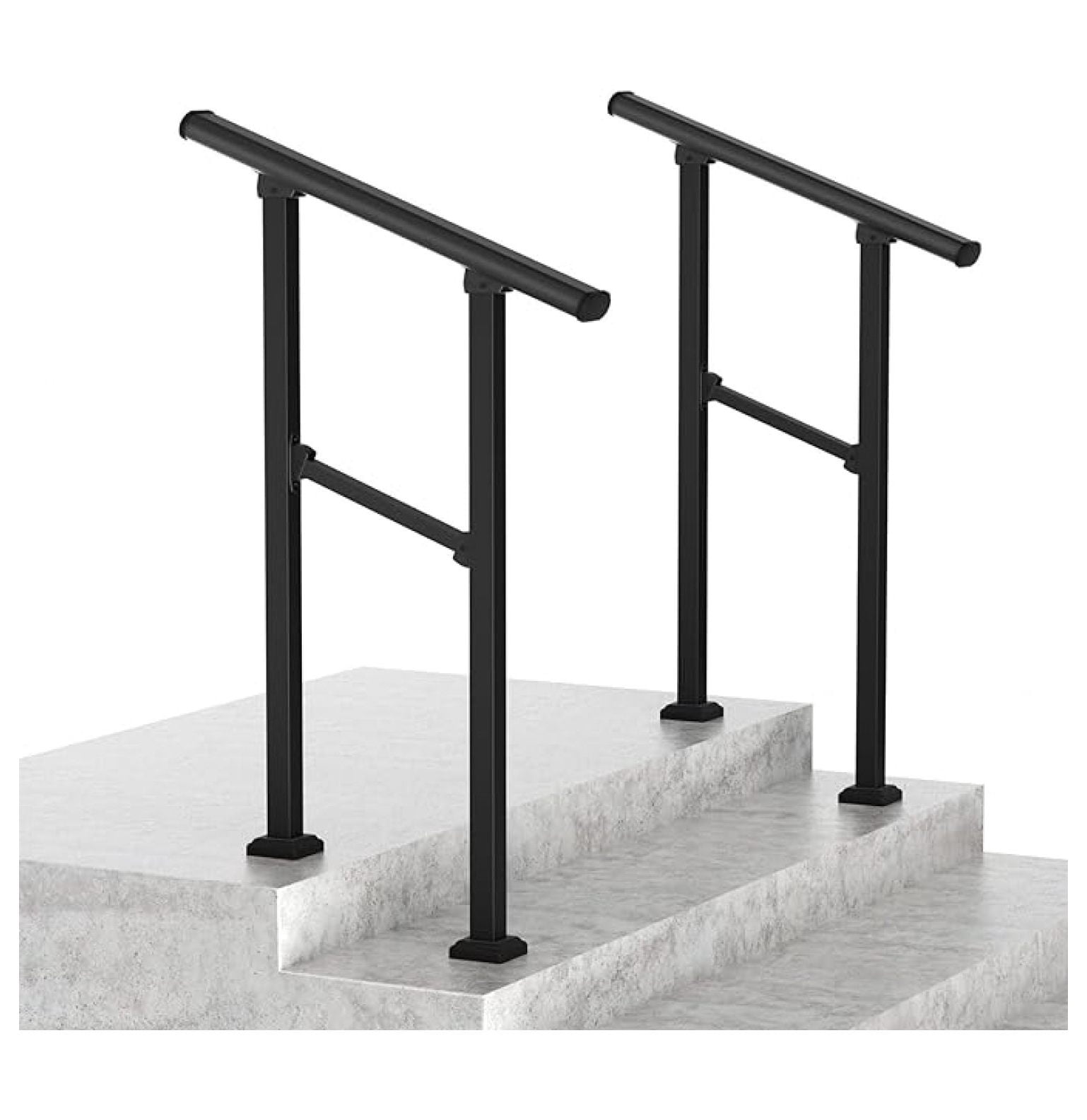 2 Pack 2 Step Hand Rails for Outdoor Steps, Wrought Iron Railing ...