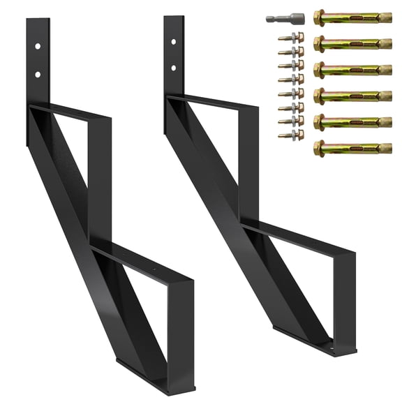 2 Pack 2 Step Steel Stair Stringer, Heavy Duty Metal Stair Step Riser with Reinforcing Support Legs, Outdoor/Indoor Stair Frame for Deck Porch Patio, Fits 35.4" Deck Height, DIY Stair Construction