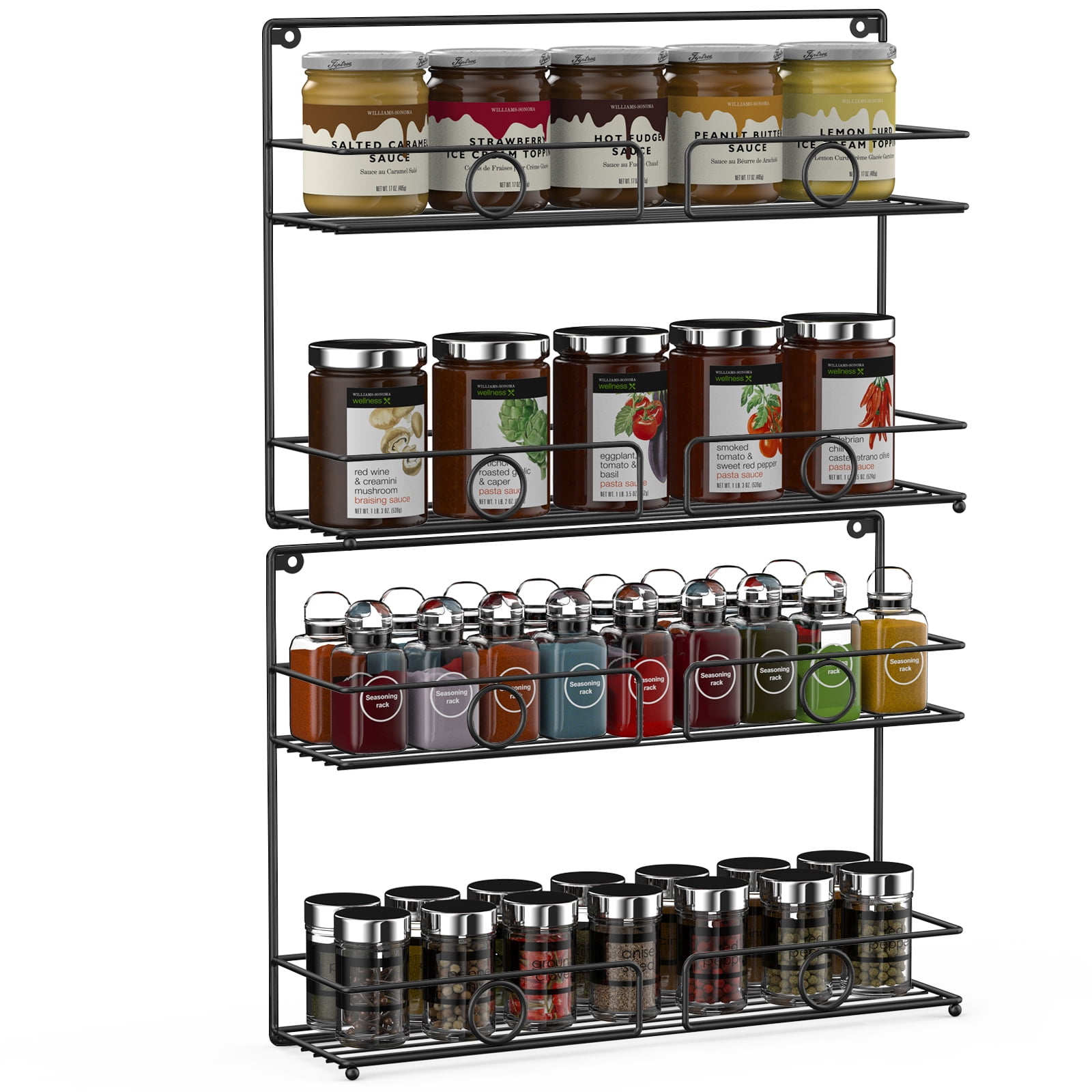 2 Pack 2 Tier Metal Spice Rack Organizer Freestanding or Wall Mount ...
