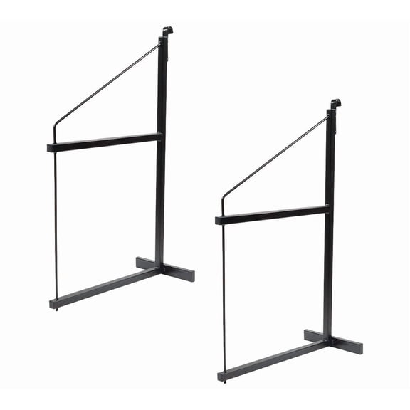 2 Pack 2 Tier Shipping Container Shelving Bracket with Hooks - 35-1/2"x24", 550 lbs WLL - Black Powder Coated Steel for Heavy Duty Trailer Containers - Easy to Assemble & Remove