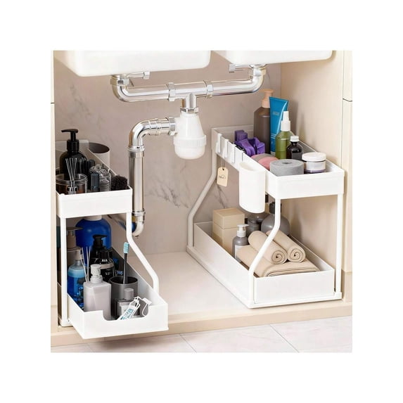 Picture of REALINN Under Sink Organizer, Pull Out Cabinet Organizer 2 Tier Slide ...