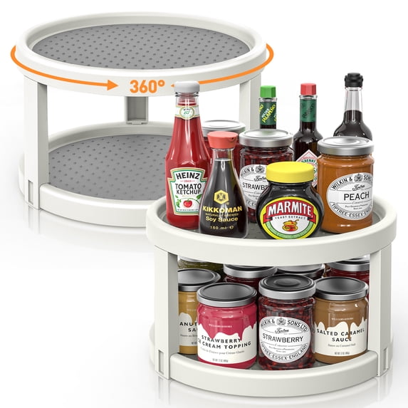 2 Pack 10 inch Non-Skid Lazy Susan Turntable Organizers, Rotating Spice ...