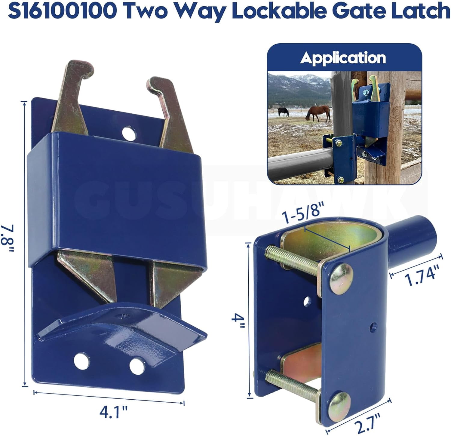 2 Pack 2 Way Farm Gate Latch for Metal Tube Gate 1-5/8
