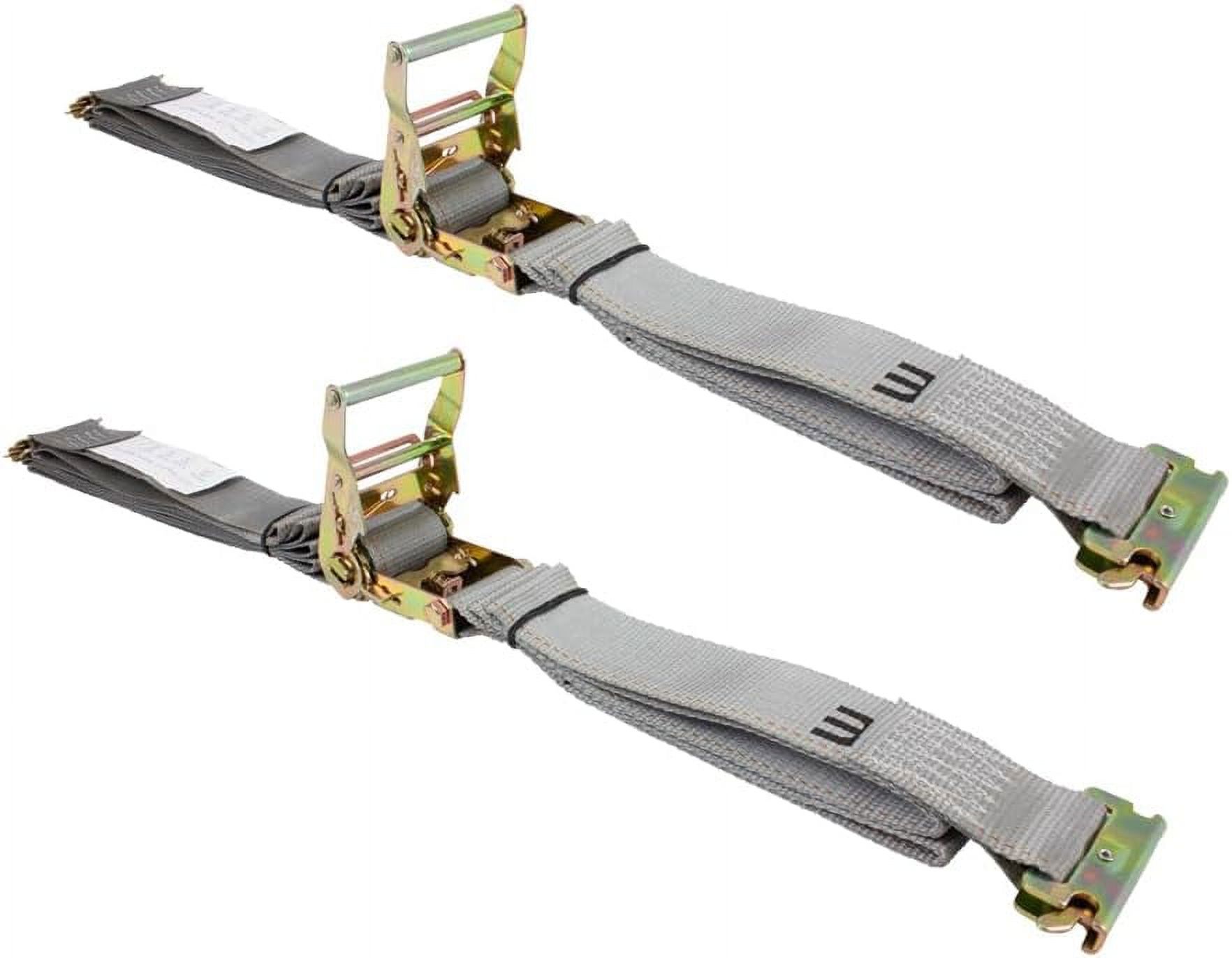 2 Pack 2'' X 16Ft E Track Ratchet Straps With Spring EFittings, 4000 Lbs Grey Heavy Duty