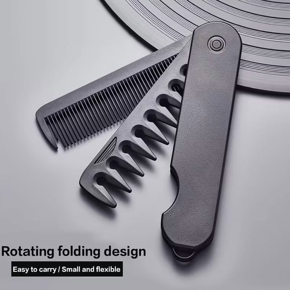 2-Pack 2-in-1 Portable Folding Comb for All Hair Types - Unisex Hairdressing Tool with Wide and Fine Teeth