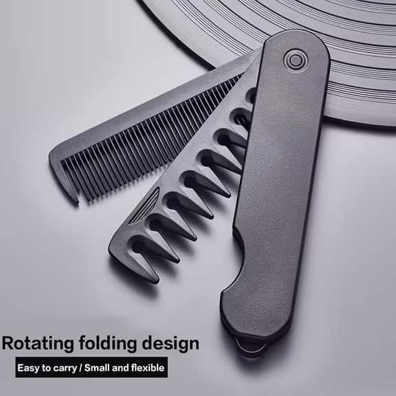 2-Pack 2-in-1 Portable Folding Comb for All Hair Types - Unisex Hairdressing Tool with Wide and Fine Teeth