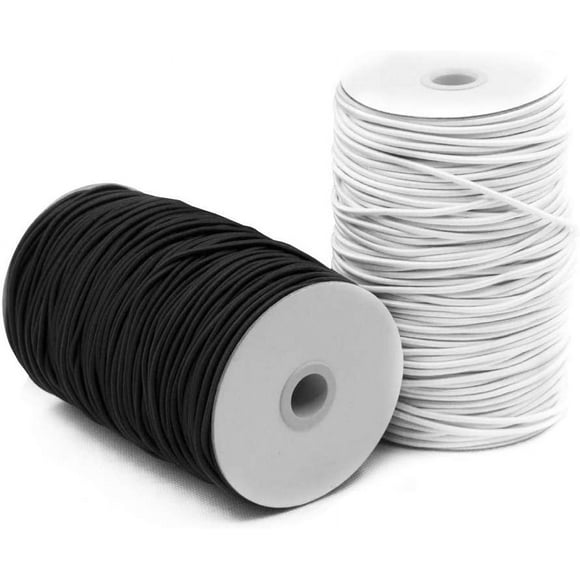 2 Pack 2 mm 5/64 Inch Elastic Cord Stretch String, SourceTon Elastic Beading Cord (Black & White, 55 Yard), Great for Crafts, Hair Ties and Home Uses