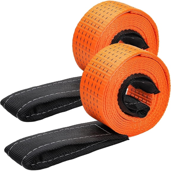 2 Pack 2" x 10 FT Heavy Duty Lifting Sling Strap, 15000 LB Capacity Lift Sling Strap Double Ply Nylon Web Slings Winch Straps for Hoist, Tree Saver , Rigging, Towing, Moving, Orange