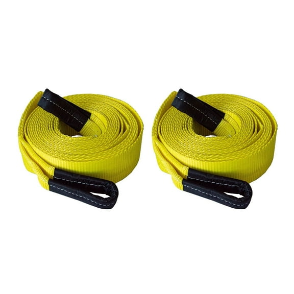 2 Pack 2" x 15' Heavy Duty Recovery Tow Strap with Protective Loop Eyes Towing
