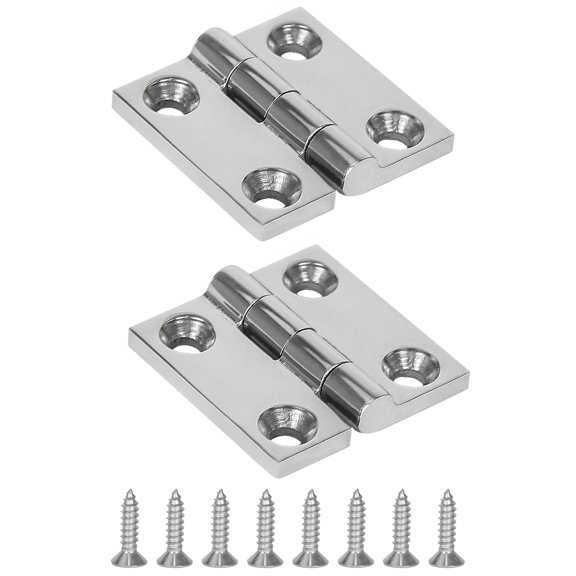 2-Pack 2" x 2" Boat Hinge, 316 Stainless Steel Marine Grade Hatch Hinge with Mounting Screws, Heavy Duty Door Hinge for Yacht, RV, Deck and Home Use