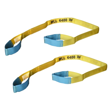 2 Pack 2" x 6' 6400 Lb. Webbing Slings, Lifting Slings, 2-ply Polyester