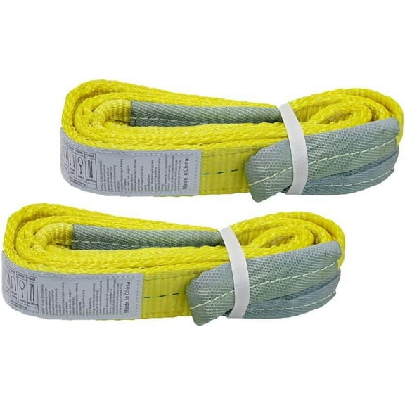 2 Pack 2x 9FT Lift Sling Straps, 2 Ply Polyester Rigging Straps, 6200LBS Load Capacity Flat Eye-Eye Web Sling for Hoist, Tree Stumps, Heavy Duty Cargo