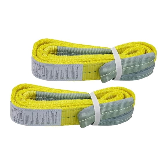 2 Pack 2x 9FT Lift Sling Straps, 2 Ply Polyester Rigging Straps, 6200LBS Load Capacity Flat Eye-Eye Web Sling for Hoist, Tree Stumps, Heavy Duty