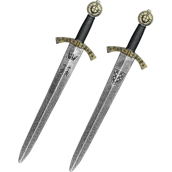 2-Pack 20.8 Inch Plastic Knight Swords for Medieval Warrior Costume Halloween Cosplay Party