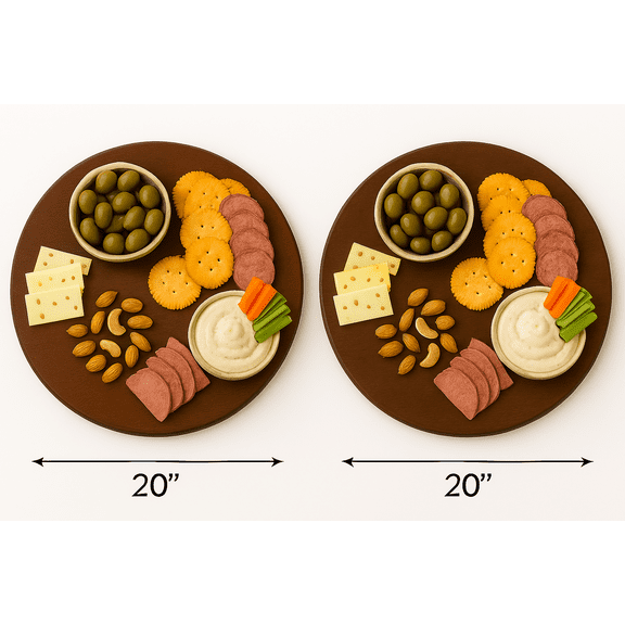 2-Pack 20" Extra-Large Wooden Lazy Susan Turntables Brown Pine Wood, Smooth Rotation for Dining & Entertaining