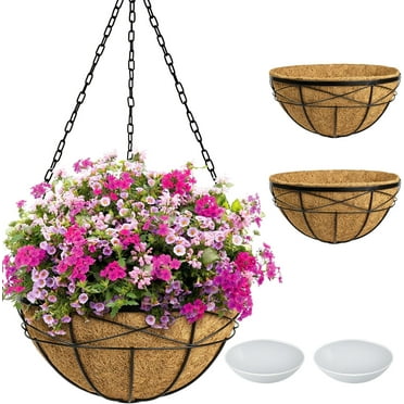 12-Pack Self Watering Plant Liners For Hanging Baskets - 10x14 Inch Coconut Fiber Mats For Outdoor & Indoor Plants